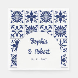 Blue Talavera Tiles Wedding Serviette