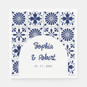 Blue Talavera Tiles Wedding Serviette