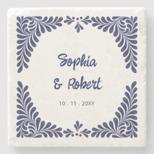 Blue Talavera Tiles Wedding Steinuntersetzer
