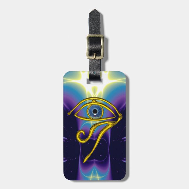 BLUE TALISMAN GOLD HORUS AUGE Lila Violett Gepäckanhänger (Vorderseite vertikal)