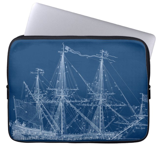 Blue Tall Sailing Blueprint Sleeve (Vorderseite)