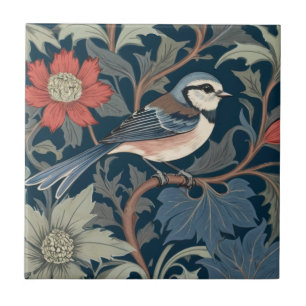 Blue Tam William Morris Stil Direkt gegenüber Bird Fliese