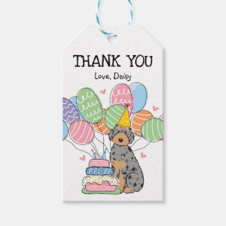 Blue Tan Aussiedoodle Birthday Party Fevor Tags Geschenkanhänger