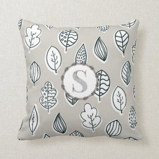 Blue Tan Farmhouse Vintag Country Monogram Niedlic Kissen