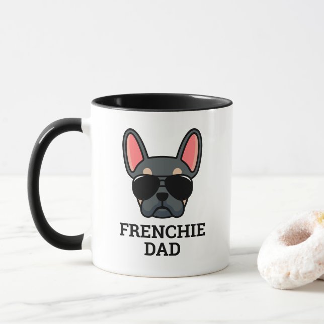 Blue Tan French Bulldog Frenchie Dog Vater Tasse (Mit Donut)