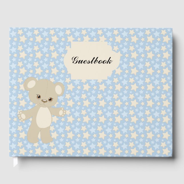 BLUE & TAN STARS & TAN TEDDY BEAR GÄSTEBUCH (Vorderseite)