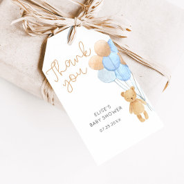 Blue Tan Teddy Bear Balloons Gift Tags Geschenkanhänger