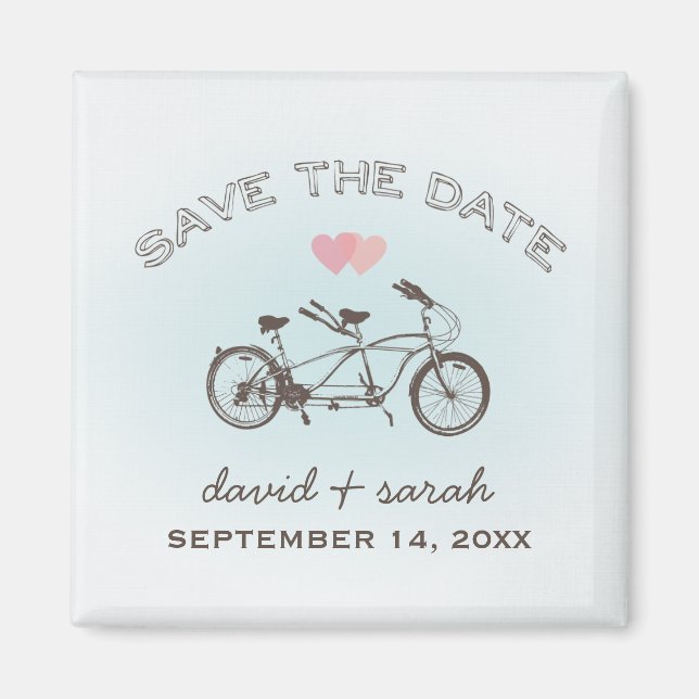 Blue Tandem Bicycle Save the Date Magnet (Vorne)