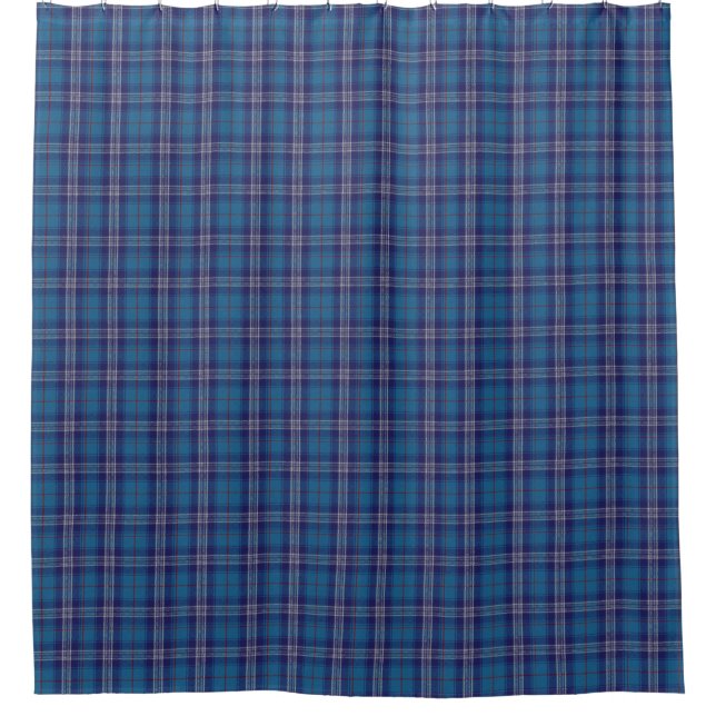 Blue Tartan Kariert Scottish Kilt Duschvorhang (Vorderseite)