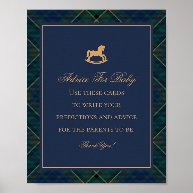 Blue Tartan Plaid Classic Rocking Advice for Baby Poster (Vorne)