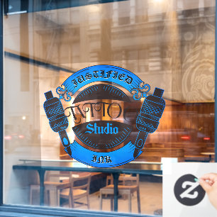 Blue Tattoo Shop Business Front anpassen Fensteraufkleber