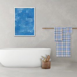 Blue Taupe Tartan Kariert Badhandtuch Set