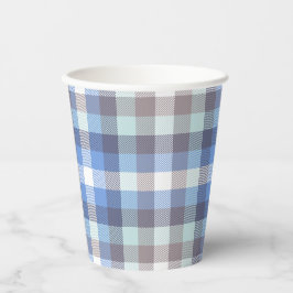 Blue Taupe Tartan Kariert Pappbecher