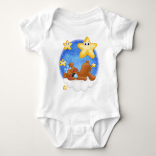 Blue Tawny Bear Baby Strampler