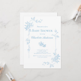 Blue Tea Party Baby Dusche Einladung