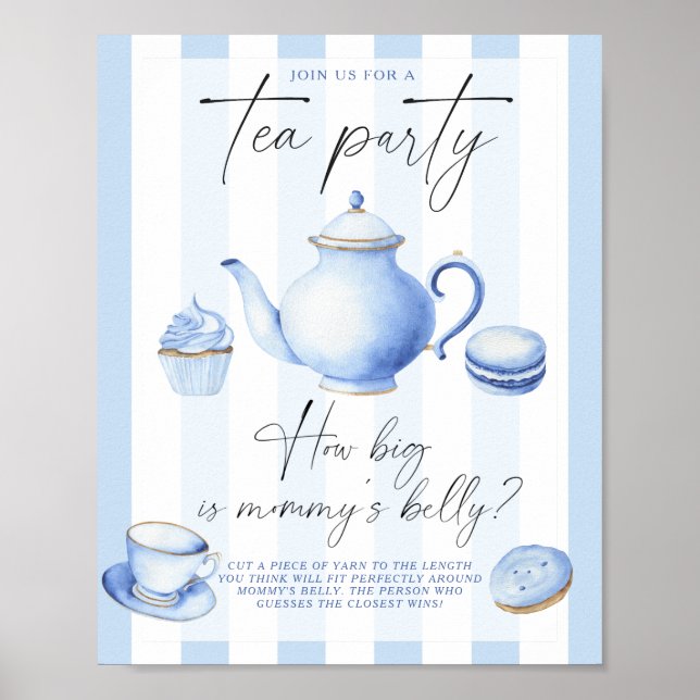 Blue Tea Party Wie groß ist Mama's Bauchspiel Poster (Vorne)