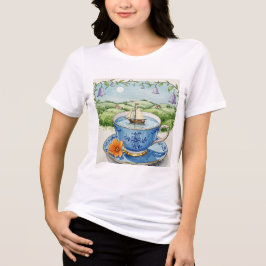 Blue teacup and saucer Tri-Blend shirt