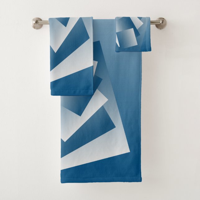 Blue Teal geometry Badhandtuch Set (Insitu)