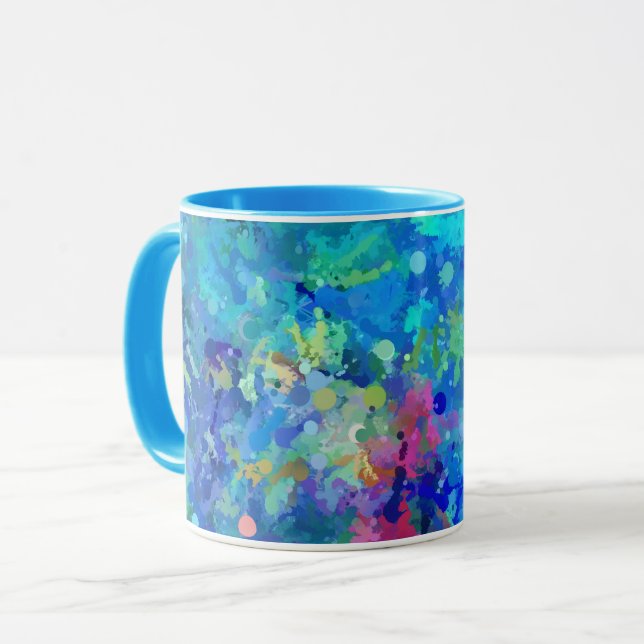 Blue Teal Purple Watercolor Abstraction Tasse (Vorderseite Links)