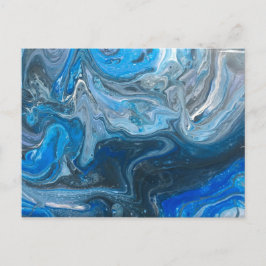 Blue Teal White Abstract Postkarte