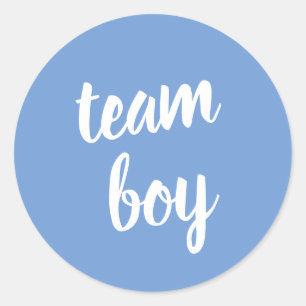 Blue Team Boy Baby Shower Gender Reveal Runder Aufkleber