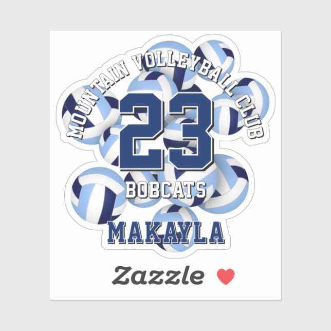 Blue Team Farben Volleyballs Cluster Aufkleber (Blatt)