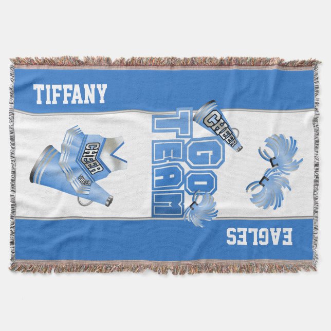 Blue Team Spirit Cheerleader Custom Blanket Decke (Vorderseite)