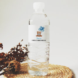 Blue Teddy Bär 1. Geburtstag Wasser Flasche Etiket Wasserflaschenetikett