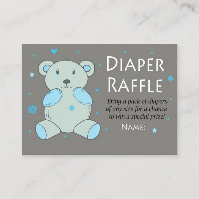 Blue Teddy Bär Diaper Raffles Tickets (Vorderseite)