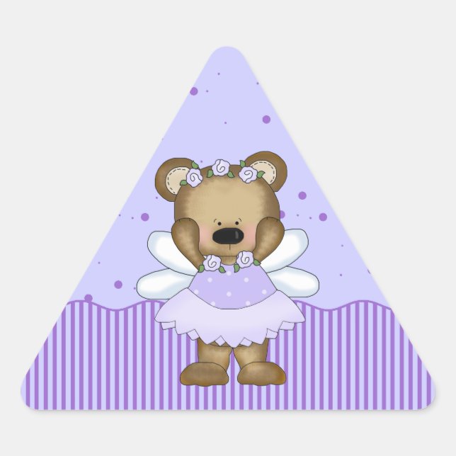 Blue Teddy Bar Fairy Princess Triangle Stickers (Vorderseite)