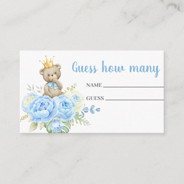 Blue Teddy Bär Guess wie viele Karten (Vorderseite)