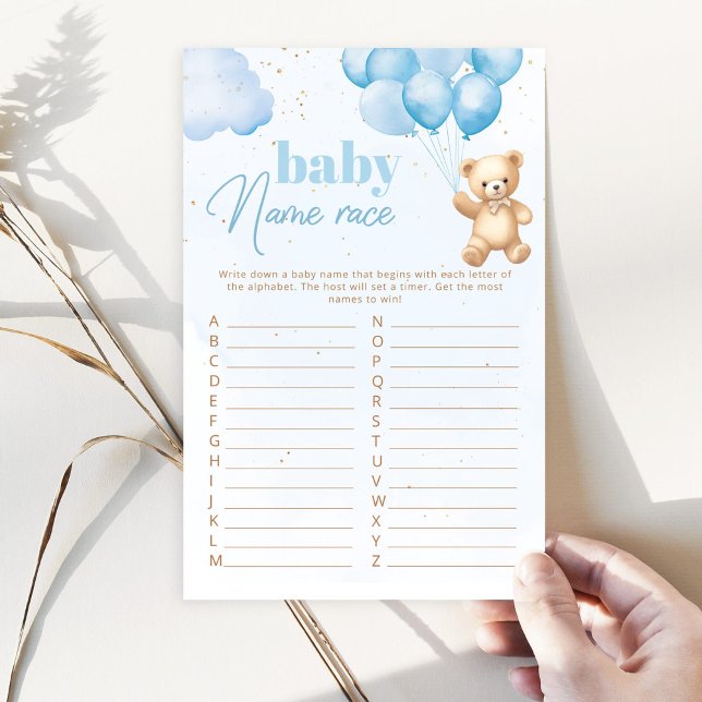 Blue Teddy Bären Baby Name Race Baby Dusche Spiel (Von Creator hochgeladen)