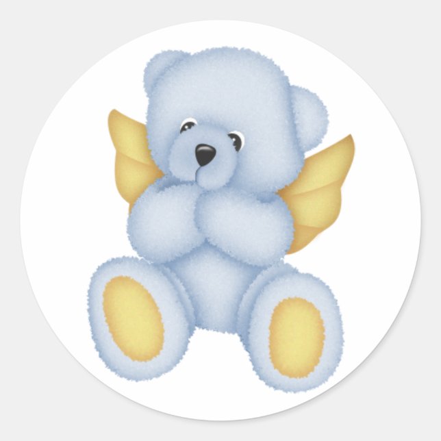 Blue Teddy Bear Angel Stickers (Vorderseite)