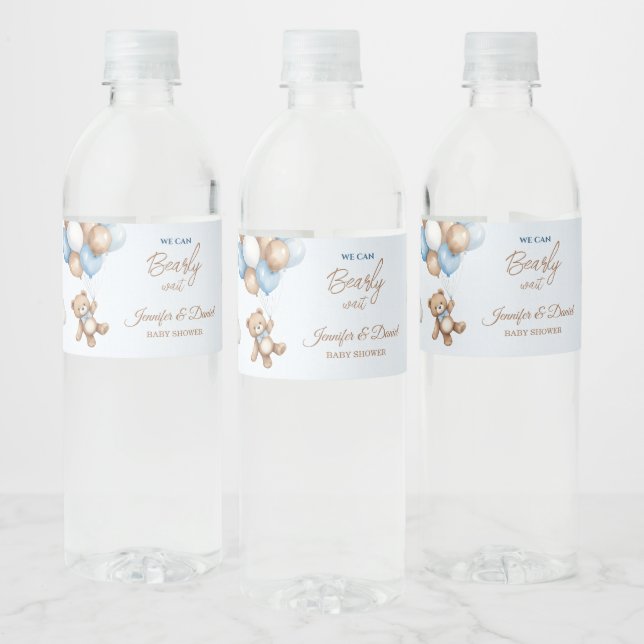 Blue Teddy Bear Baby Duschballons Wasserflaschenetikett (Flaschen)