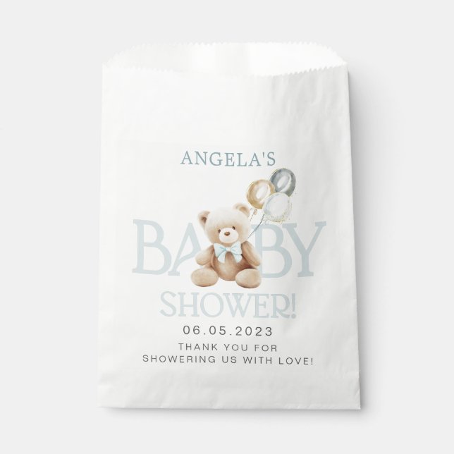 Blue Teddy Bear Baby Dusche Gefallen Taschen Geschenktütchen (Vorderseite)