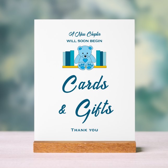 Blue Teddy Bear Baby Duschkarten & Geschenke Schil Acrylschild (Neutral)