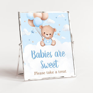 Blue Teddy Bear Baby Shower Babys sind Sweet Sign Poster