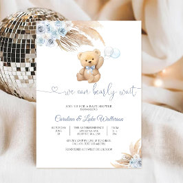 Blue Teddy Bear Baby Shower Invitation Einladung