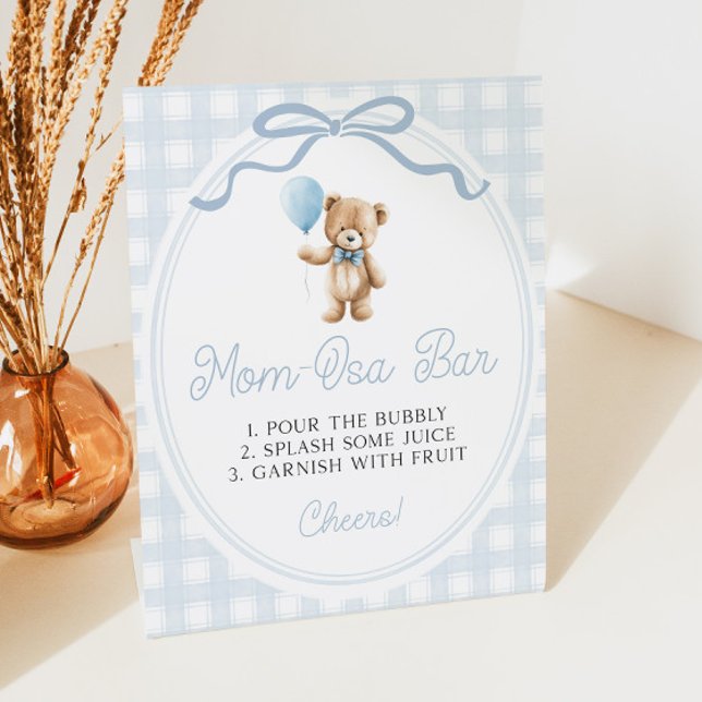 Blue Teddy Bear Baby Shower Mimosa Bar Sockelschild (Von Creator hochgeladen)