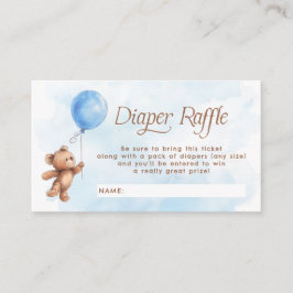 Blue Teddy Bear Ballon Diaper Raffel Ticket Begleitkarte