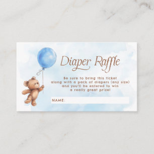 Blue Teddy Bear Ballon Diaper Raffel Ticket Begleitkarte