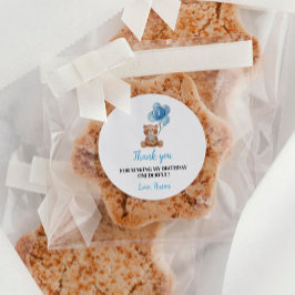 Blue Teddy Bear Balloon 1. Geburtstagsticker Runder Aufkleber