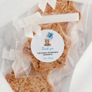 Blue Teddy Bear Balloon 1. Geburtstagsticker Runder Aufkleber