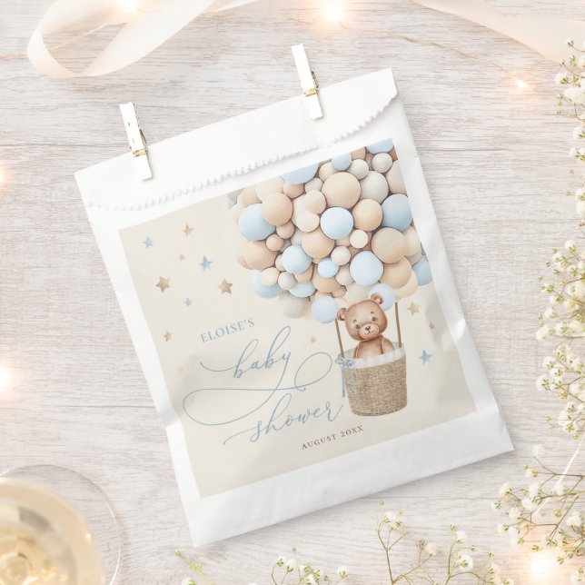 Blue Teddy Bear Balloon Babydusche frühzeitig abwa Geschenktütchen (Ausgeschnitten)