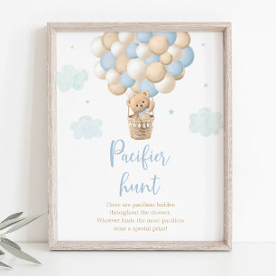 Blue Teddy Bear Balloon Schnuller Hunt Game Poster