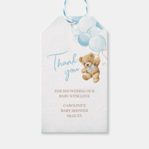 Blue Teddy Bear Balloons Baby Shower Fevor Tags Geschenkanhänger