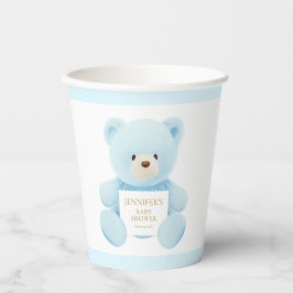 Blue Teddy Bear Boy Baby Dusche Pappbecher