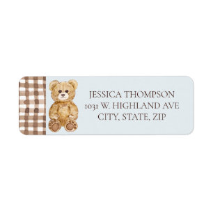 Blue Teddy Bear Boy Baby Dusche Rücksendeadresse