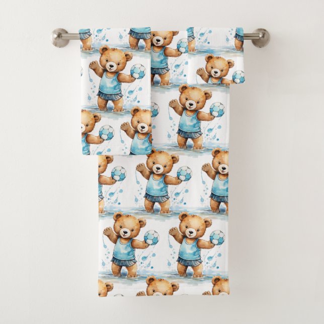 Blue Teddy Bear Boy's Bath Towel Set (Insitu)