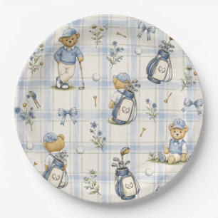 Blue Teddy Bear Country Club Golf Pappteller